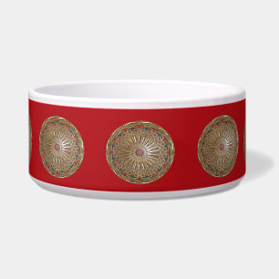 Dog Bowl Morrocon Beauty on Red Napf