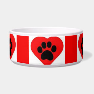 Dog Bowl Red Paw Herz Napf