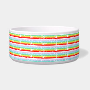 Dog Bowl Rosa Blau Streifen Napf