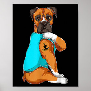 Dog Boxer I Liebe Mama Tattoo Apparel Dog Mama Ges Poster