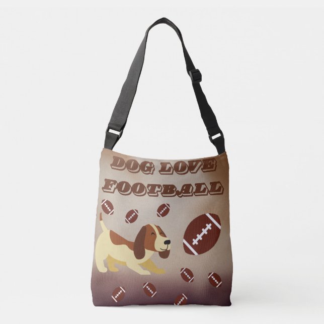 Dog Brown Football Funny Einzigartiger Kunstspass Tragetaschen Mit Langen Trägern (Vorderseite)