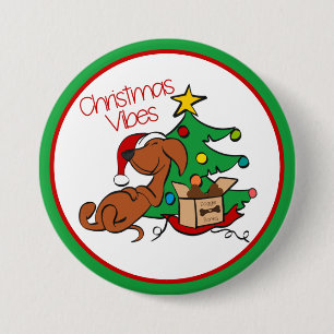 Dog Button "Christmas Vibes Dackel"