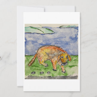 Dog Carrying a Rock Greeting Card Einladung