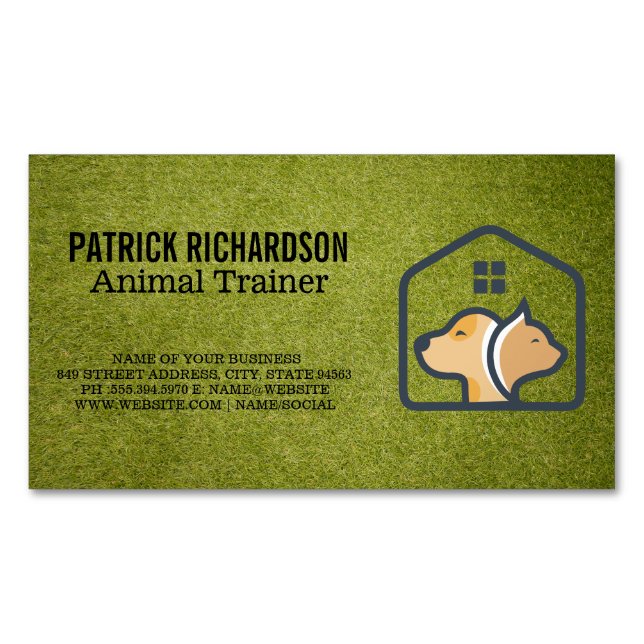 Dog Cat House Logo | Animal Services Magnetische Visitenkarte (Vorderseite)