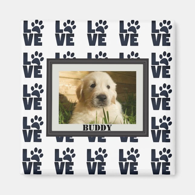 Dog Cat Liebe Paw Drucken Personalisiertes Foto Magnet (Vorne)