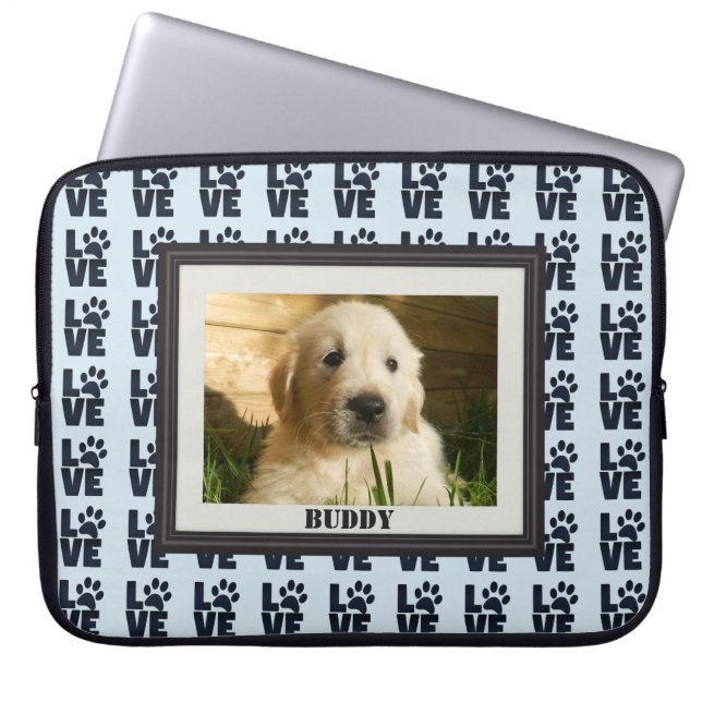 Dog Cat Liebe Paw Print Custom Foto Laptopschutzhülle (Vorderseite)