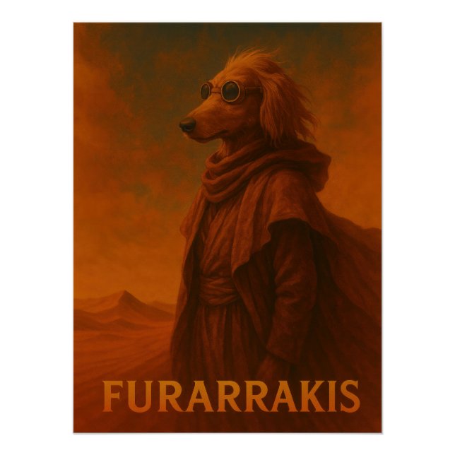 Dog Character in Desert Robes With Goggles - Dune Poster (Vorderseite)