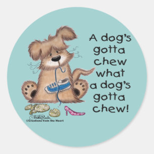 Dog Chews Shoes Runder Aufkleber