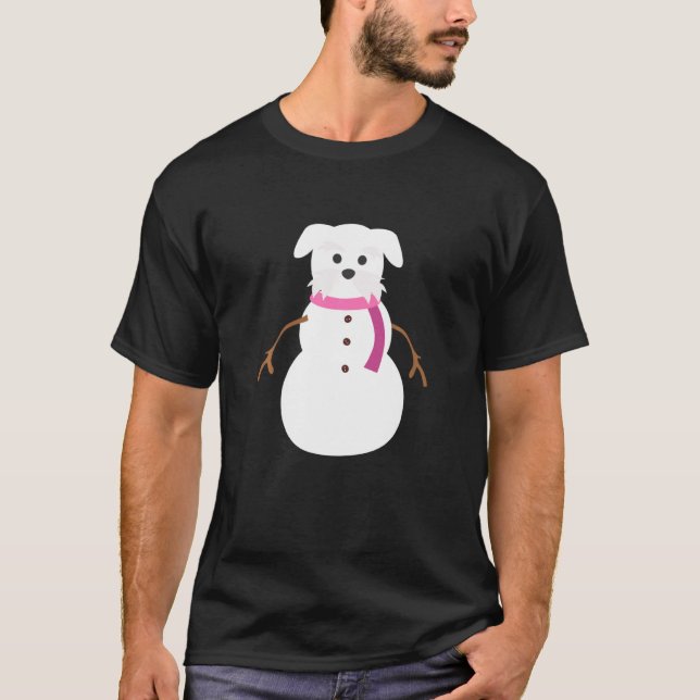 Dog Christmas 'miniature Schnauzer Snowman' Chris T-Shirt (Vorderseite)