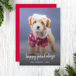 Dog Christmas | Modern Cute Puppy Happy Pawlidays Feiertagskarte<br><div class="desc">Simple, stylish custom photo Happy Pawlidays holiday card with modern minimalist handwritten script typography and a simple black gradient on a raspberry red background. The photo of your beloved pet and text can easily be personalized for a design as unique as your special furbaby! The image shown is for illustration...</div>
