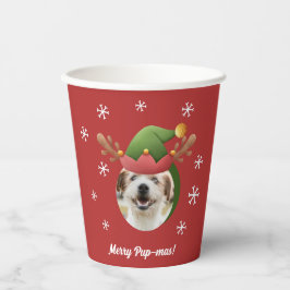 Dog Christmas Photos w/ Elf Reindeer Antler Hats Pappbecher