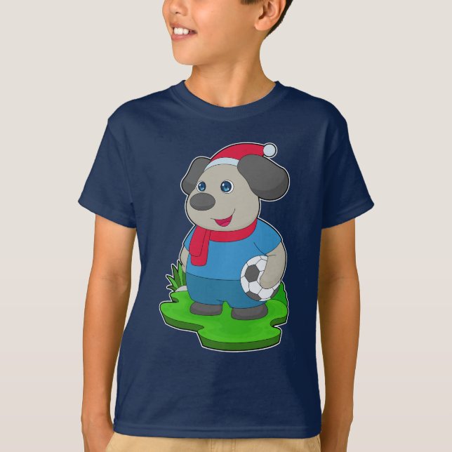Dog Christmas Soccer T-Shirt (Vorderseite)