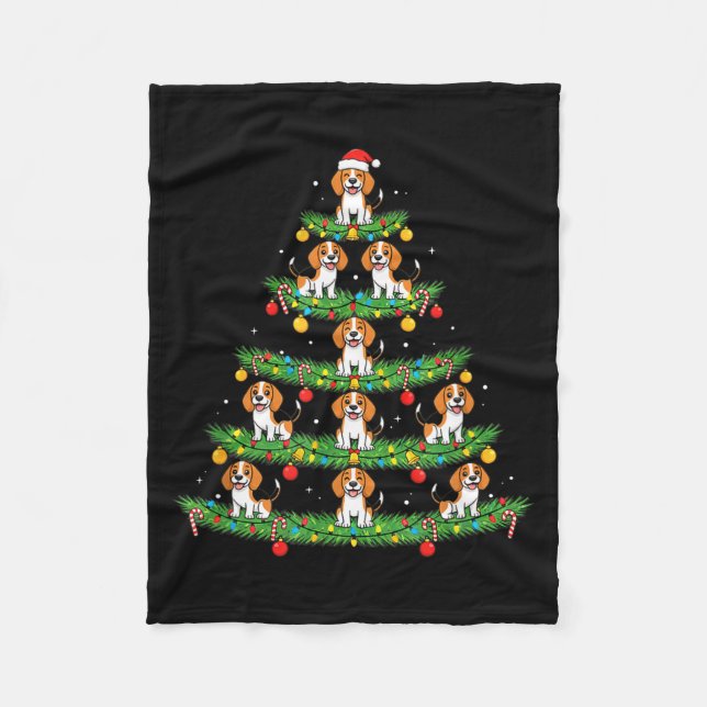 Dog Christmas Tree, Beagle Puppy Holiday Design Fo Fleecedecke (Vorderseite)