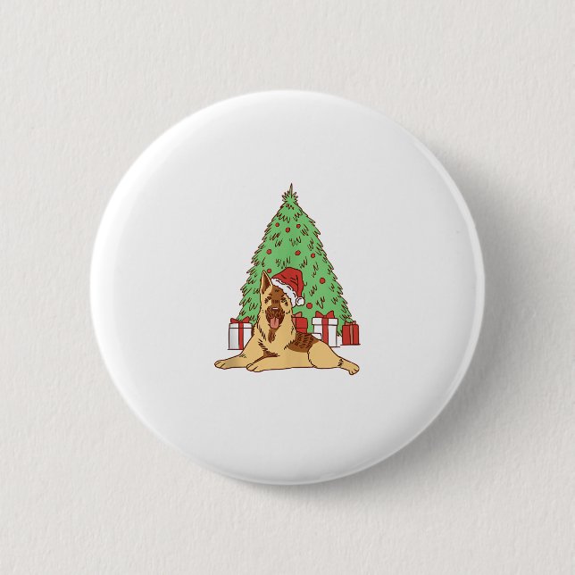 Dog Christmas Tree - Funny Christmas Button (Vorderseite)