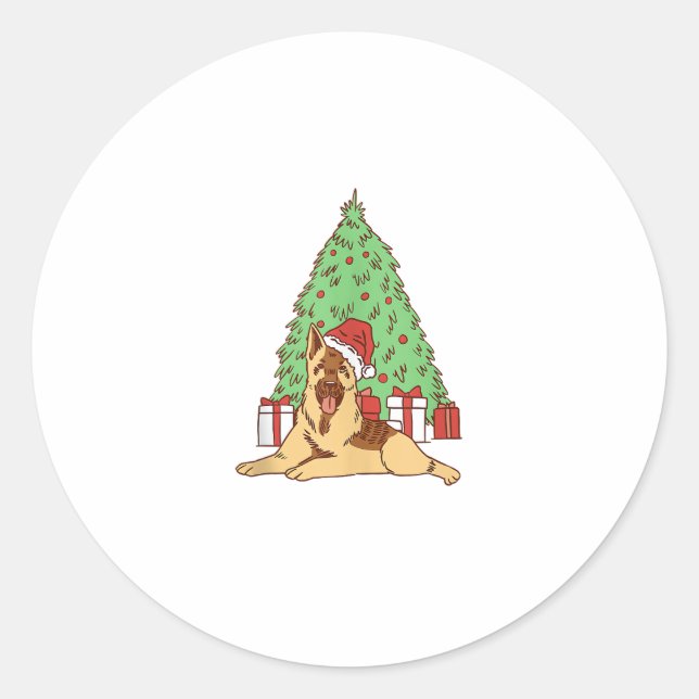 Dog Christmas Tree - Funny Christmas Runder Aufkleber (Vorderseite)