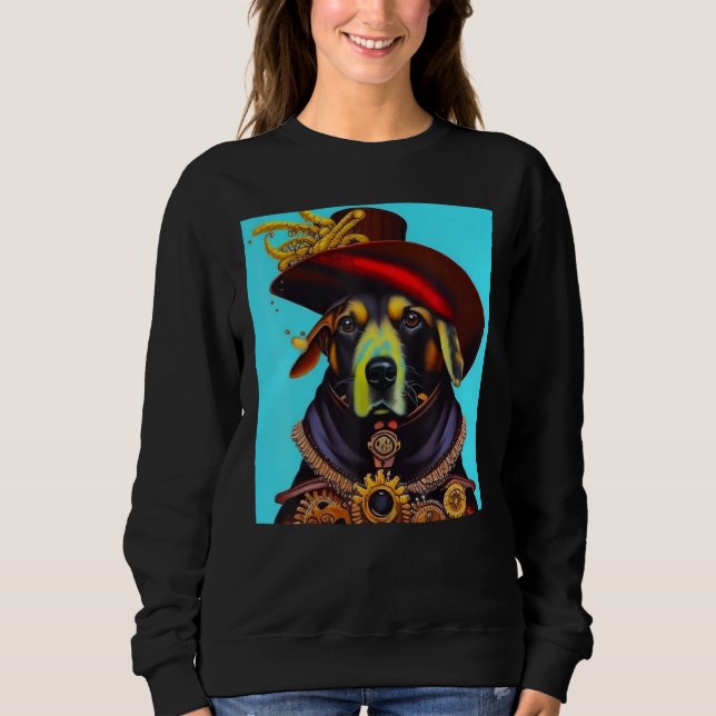 Dog Cogwheels Steampunk AI Dog Revolution Puppy Sweatshirt (Vorderseite)