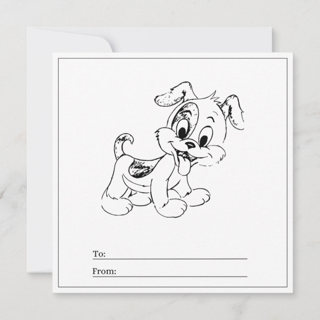 Dog Coloring Page Kid Boy Card Happy Valentine's (Rückseite)