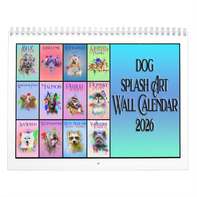 Dog Colourful Splash Art Wall Calendar 2026 Kalender (Titelbild)