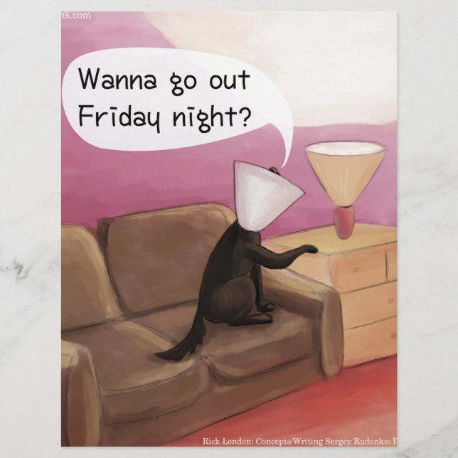 Dog Cone Verabreden Funny Cartoon (Vorderseite)