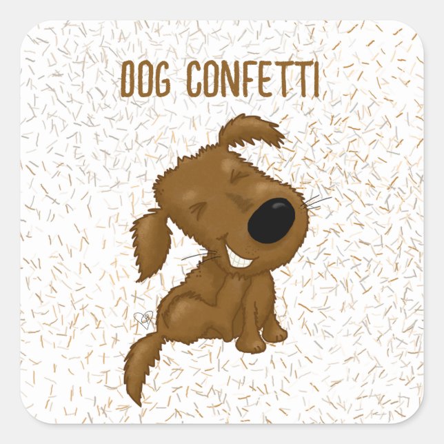 Dog Confetti Shedding Dog Quadratischer Aufkleber (Vorderseite)