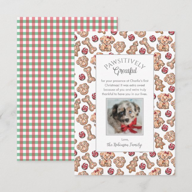 Dog Cookies Welppy's First Christmas Dankeschön Ka Dankeskarte (Vorne/Hinten)