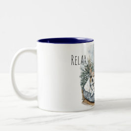 Dog Cozy Fireplace Relax Zweifarbige Tasse
