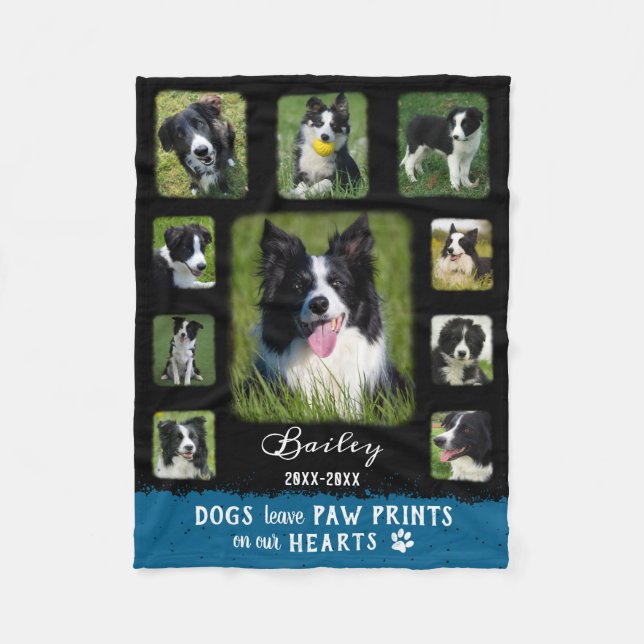 Dog Custom Foto Collage verblasste Grenzen Schwarz Fleecedecke (Vorderseite)