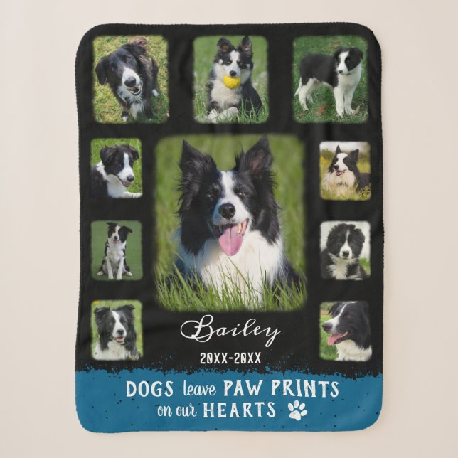 Dog Custom Foto Collage verblasste Grenzen Schwarz Sherpadecke (Vorderseite)