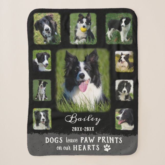 Dog Custom Foto Collage verblichene Grenzen Schwar Sherpadecke (Vorderseite)