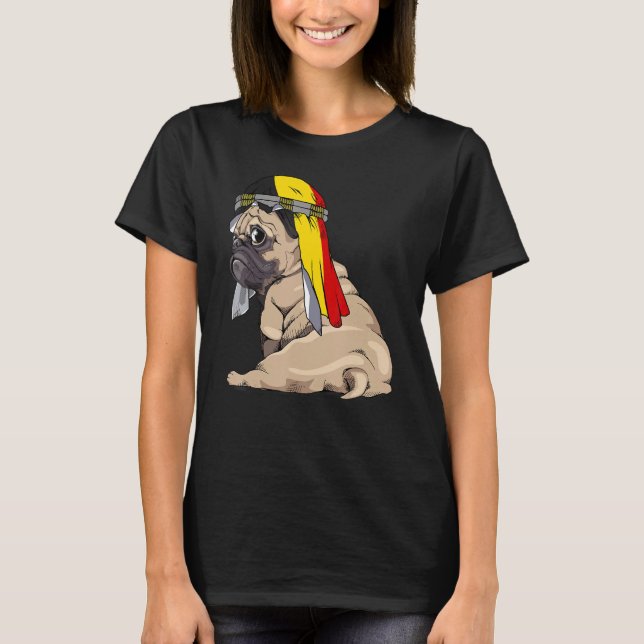 Dog   Cute Pug Retro Belgium Flag Pride T-Shirt (Vorderseite)
