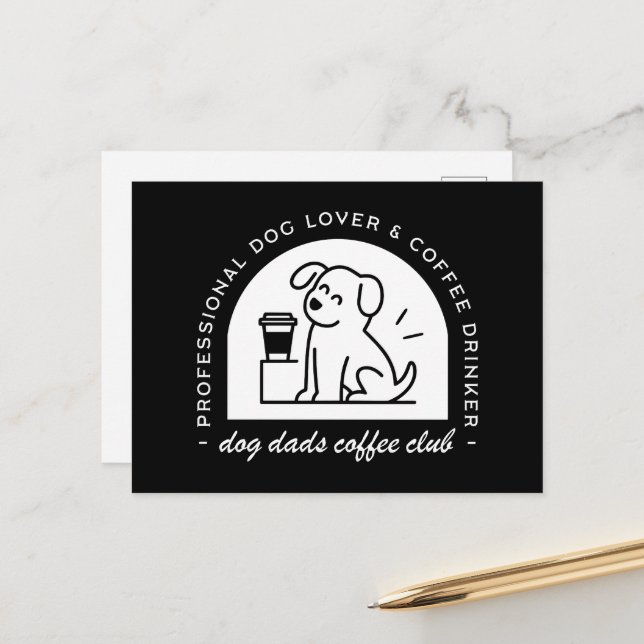 Dog dad club funny coffee lovers postkarte (Vorderseite/Rückseite Beispiel)