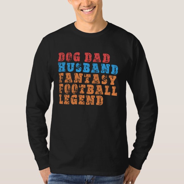 Dog Dad Husband Fantasy Football Legend  Mens Retr T-Shirt (Vorderseite)