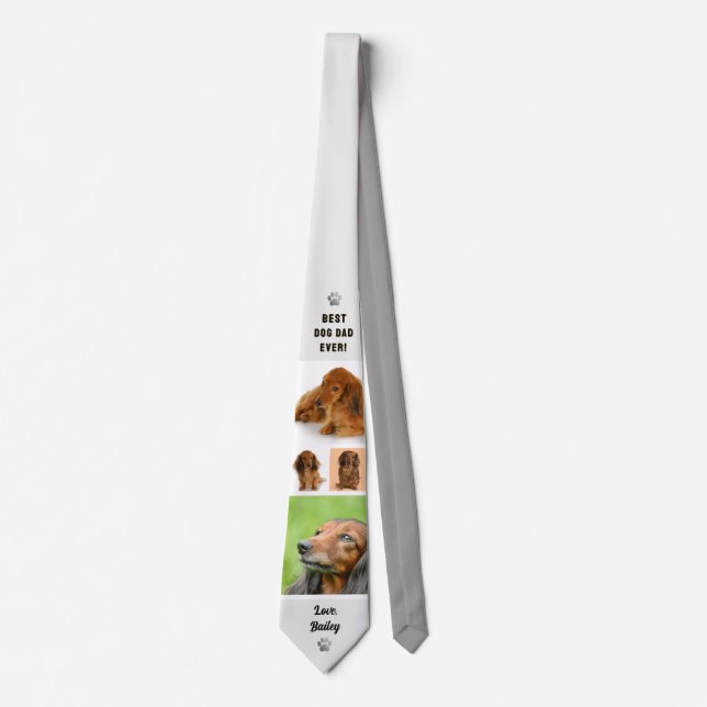 Dog Dad Photo Collage Pet Keepsake Gray Krawatte (Vorderseite)