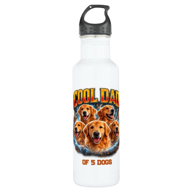 Dog Dad Portrait Personalized Number Custom Design Edelstahlflasche (Vorderseite)