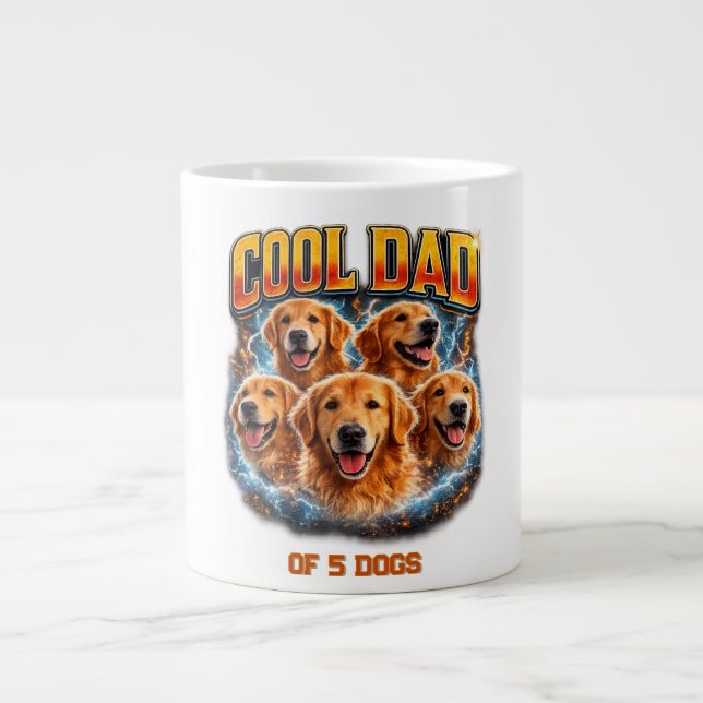 Dog Dad Portrait Personalized Number Custom Design Jumbo-Tasse (Vorderseite)