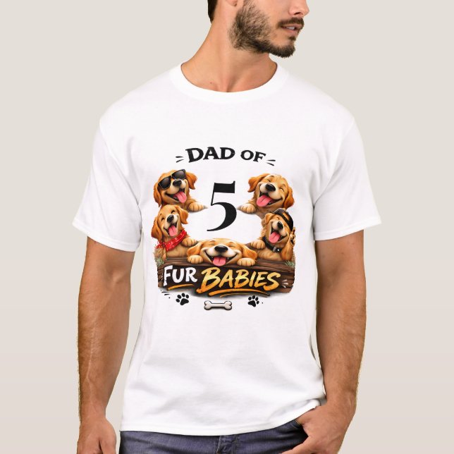 Dog Dad Portrait Personalized Number Custom Design T-Shirt (Vorderseite)