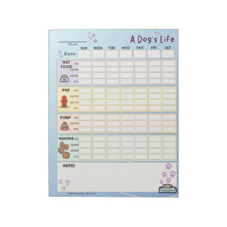 Dog Daily Tracker, Sonntag Start Notizblock