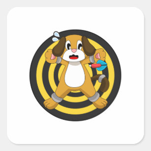 Dog Darts Dart Dartboard Quadratischer Aufkleber