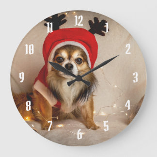 Dog Deer Große Wanduhr