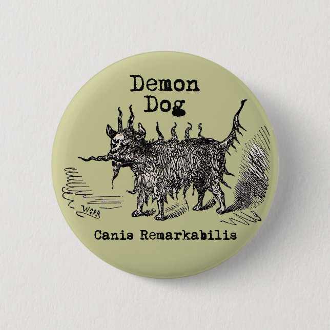 Dog Demon Vintag Funny Niedlich Button (Vorderseite)