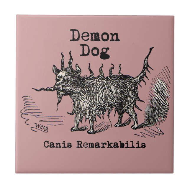 Dog Demon Vintag Funny Niedlich Fliese (Vorderseite)