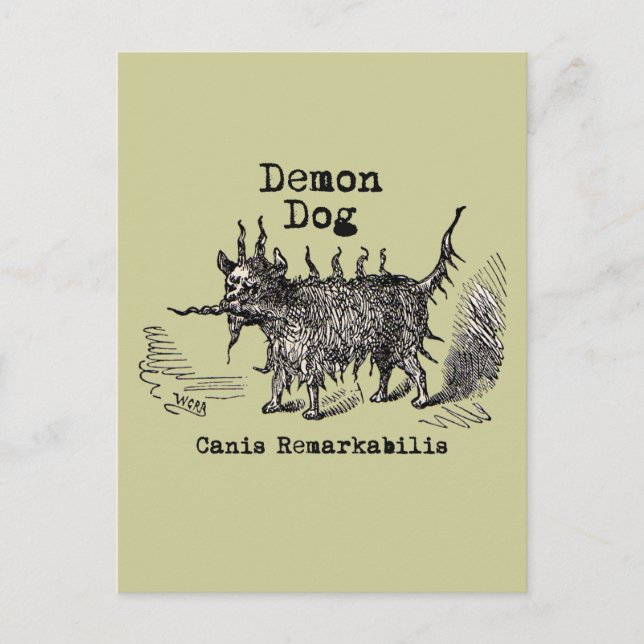 Dog Demon Vintag Funny Niedlich Postkarte (Vorderseite)