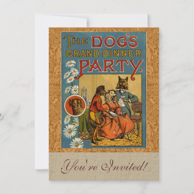 Dog Dinner Party Vintage Hundemodelle Einladung (Vorderseite)