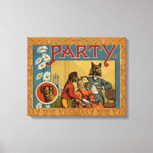 Dog Dinner Party Vintage Hundemodelle Leinwanddruck