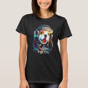 Dog dj Musik Party cooler Spaß niedliche Geburtsta T-Shirt