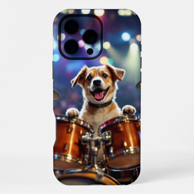 Dog Drummer iPhone 16 Pro Max Hülle (Rückseite)