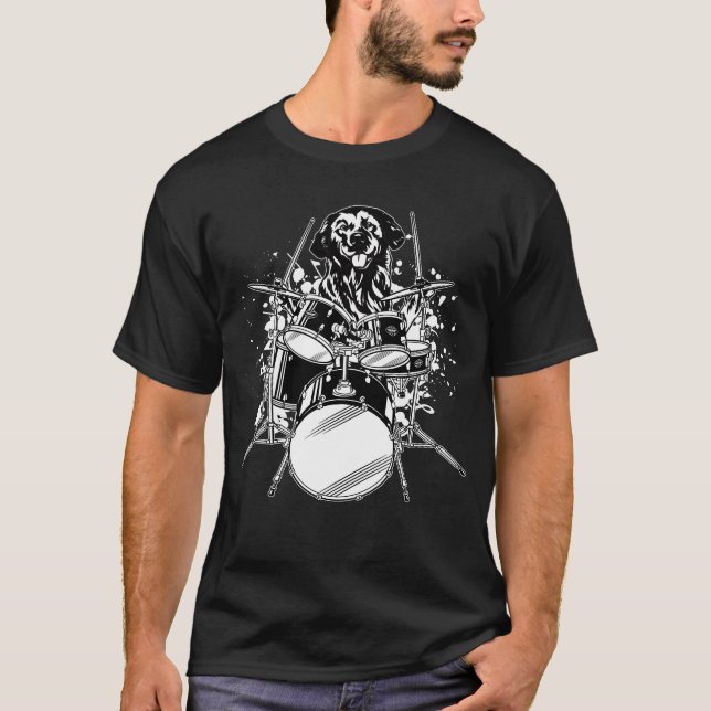 Dog Drummer spielen Trommeln Männer T-Shirt (Vorderseite)