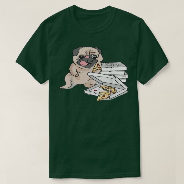 Dog Eating A Pizza  T-Shirt (Design vorne)