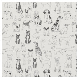 Dog Fabric - Schwarz-Weiß-Hund, Hundedesign, Hund Stoff