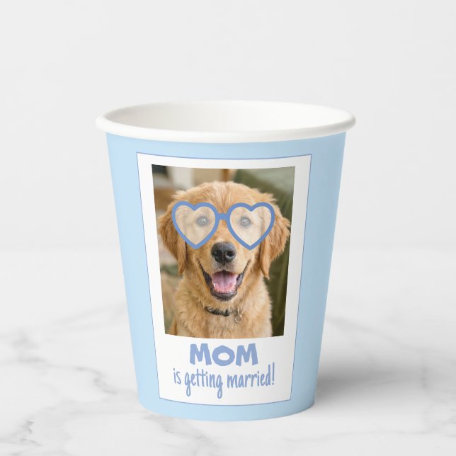 Dog Face Bachelorette Cups Fun Dusty Blue Pappbecher (Vorderseite)